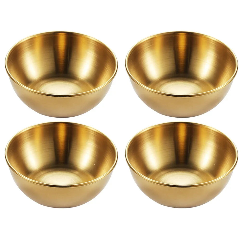 Stainless Steel Sauce & Appetiser Dishes — Gold or Silver, Set of 2 or 4