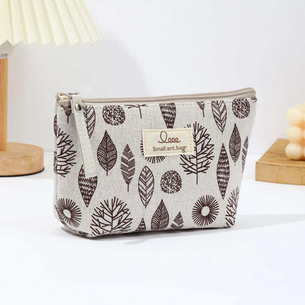 Canvas Travel Makeup & Pencil Case — Compact Zipper Pouch, 15×12×6cm