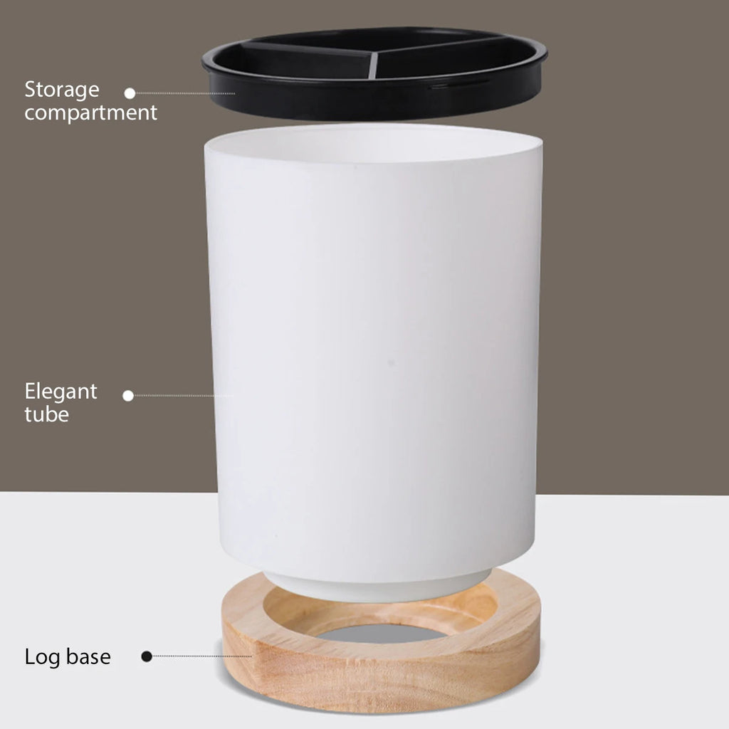 Rotatable Cutlery & Utensil Holder — Detachable, 3-Section, with Drain