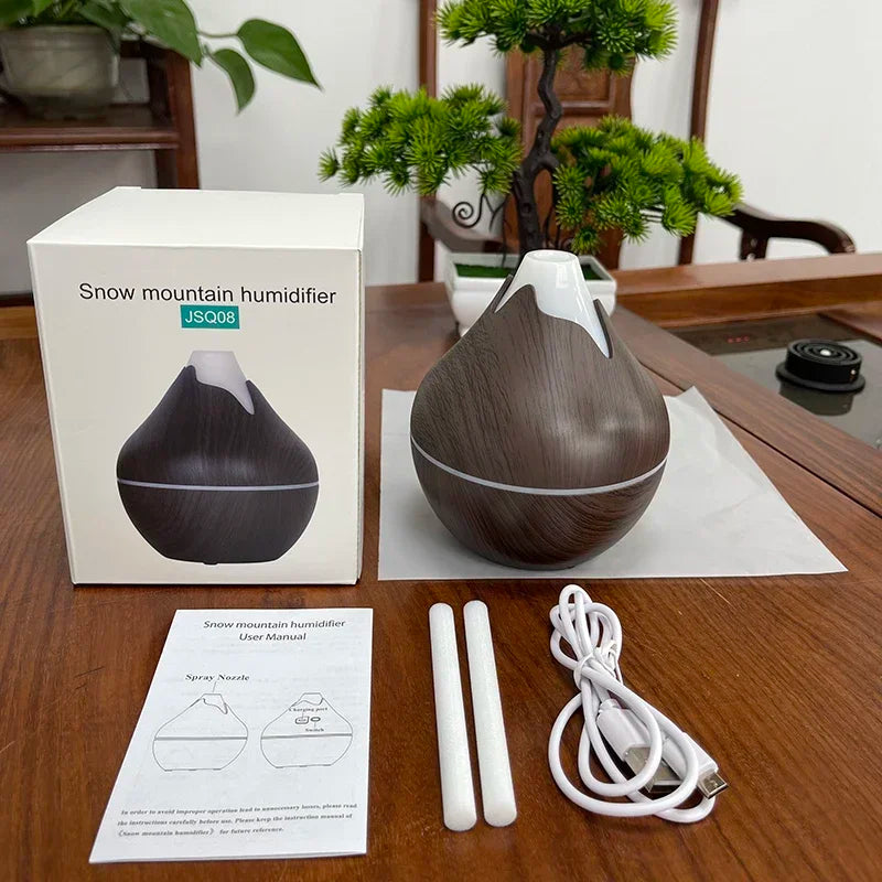 Wood Grain Ultrasonic Aroma Diffuser & Humidifier — 7 Colour LED, Remote Control