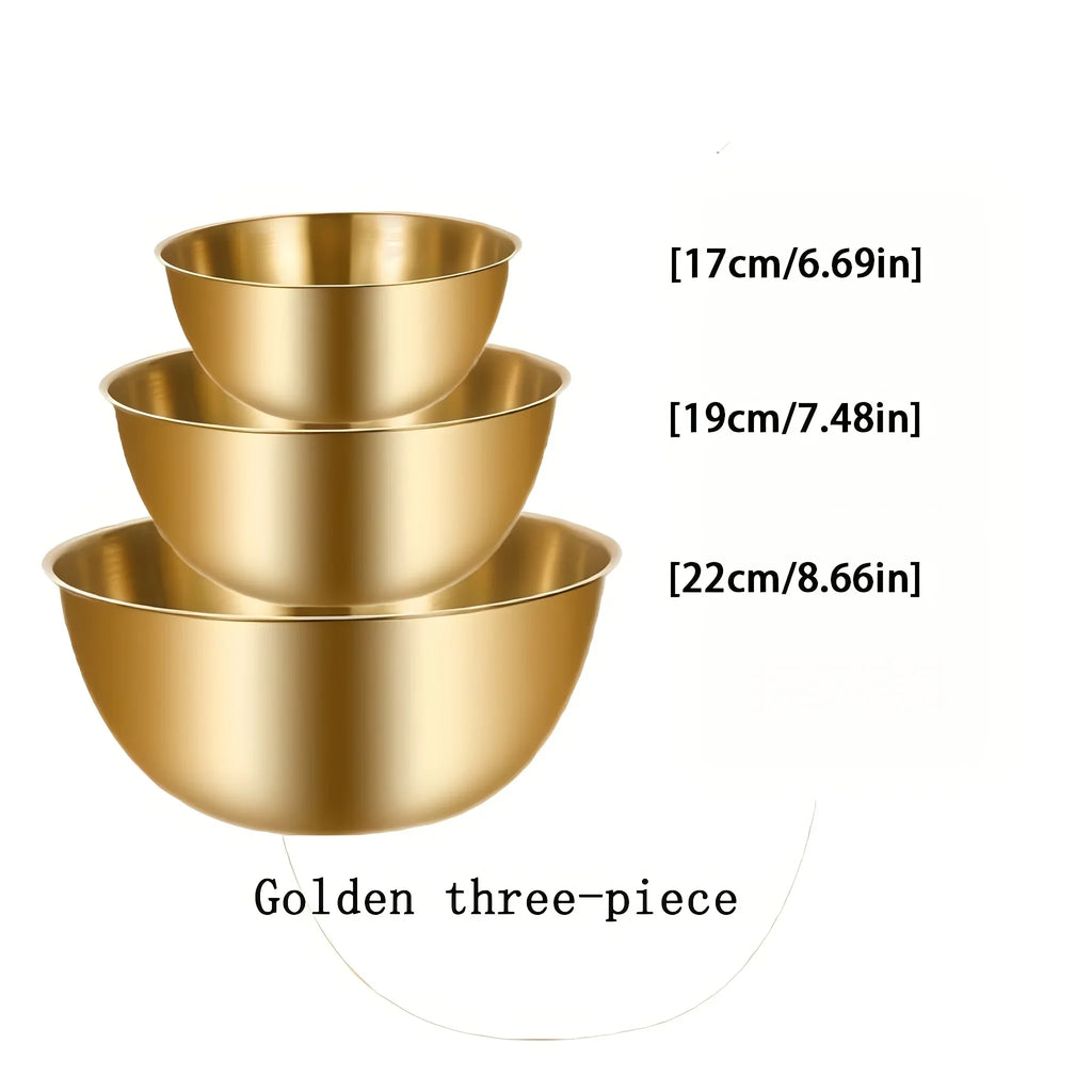 Stainless Steel Mixing Bowl Set of 3 — For Mixing, Kneading & Salads