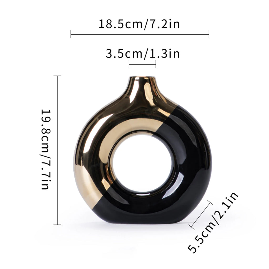 Luxury Nordic Ceramic Vase with Gold Detail — S, M or L