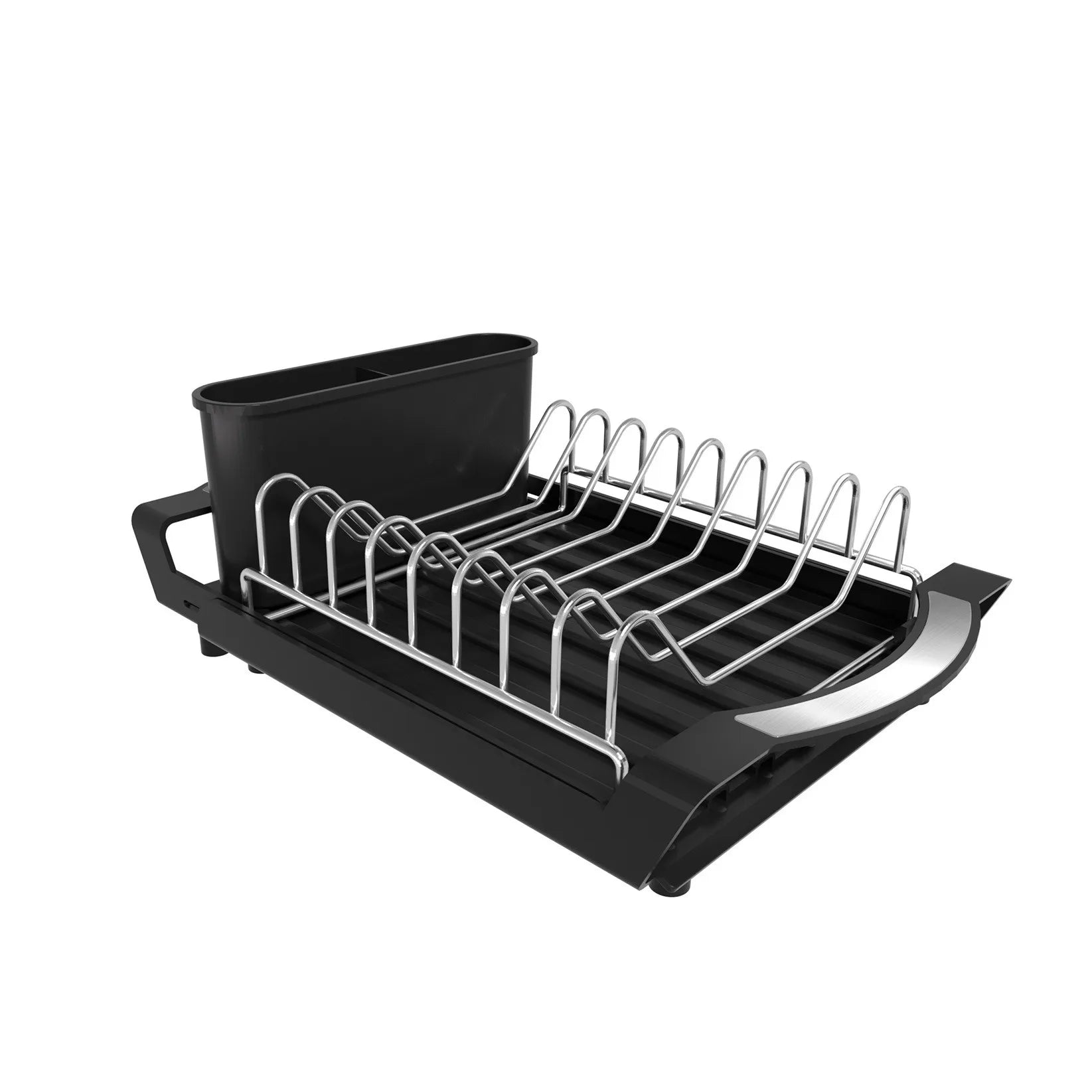 Expandable Small Dish Drainer Rack — with Removable Cutlery Holder