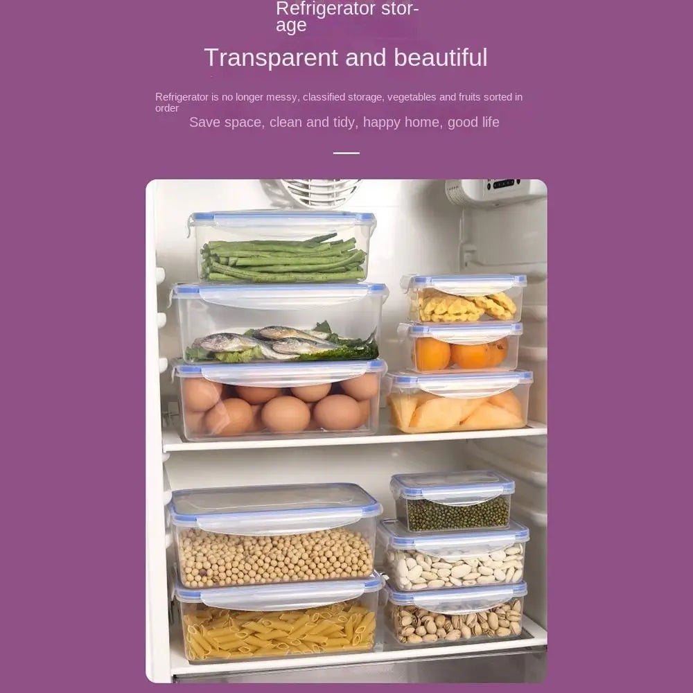 Stackable Fridge Storage Box with Lid — Transparent, Microwave Safe