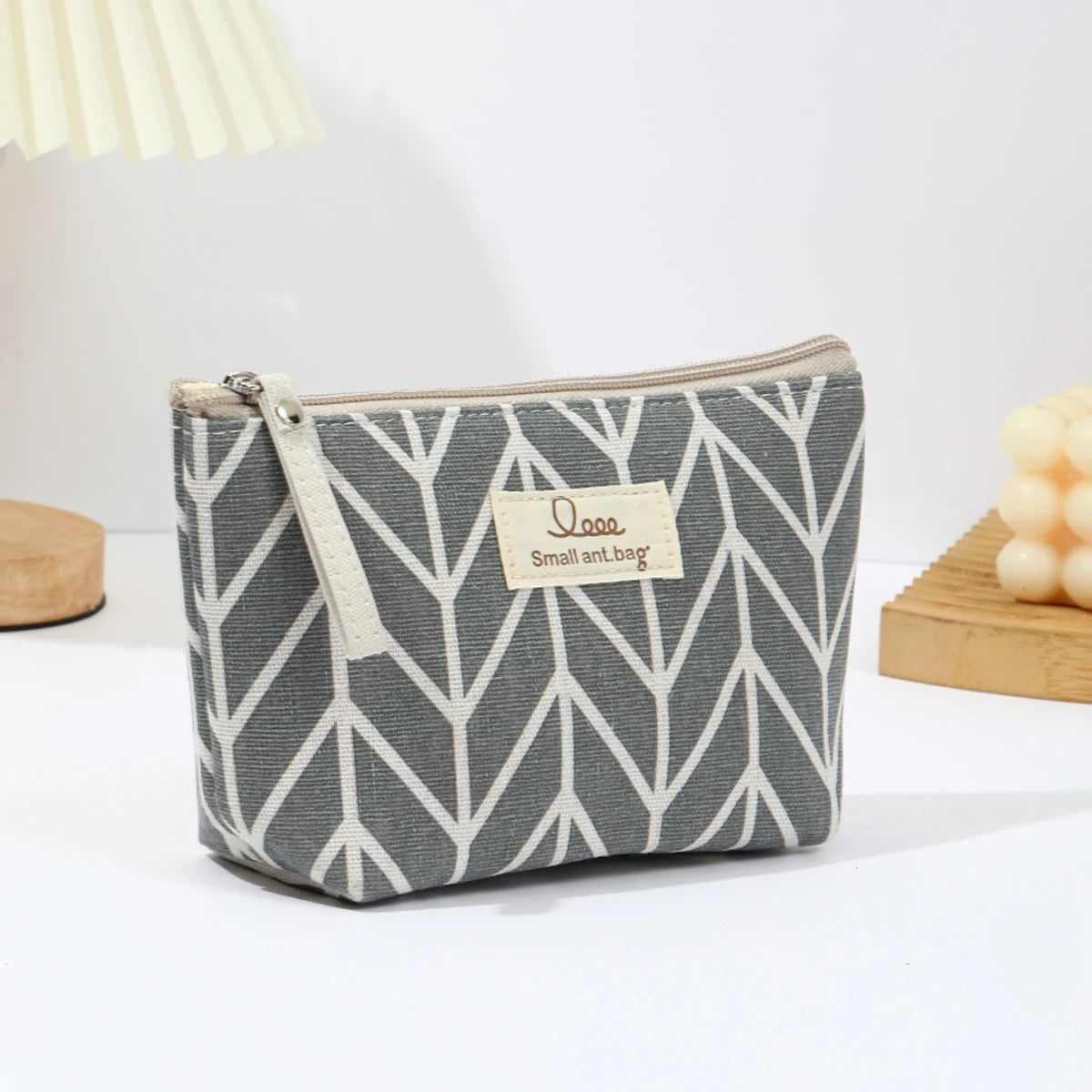 Canvas Travel Makeup & Pencil Case — Compact Zipper Pouch, 15×12×6cm