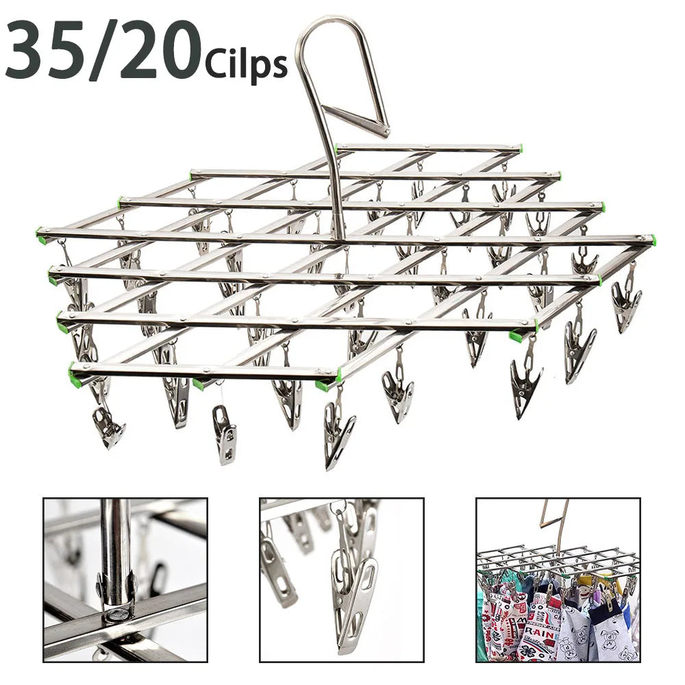 Foldable Stainless Steel Clip Drying Rack
