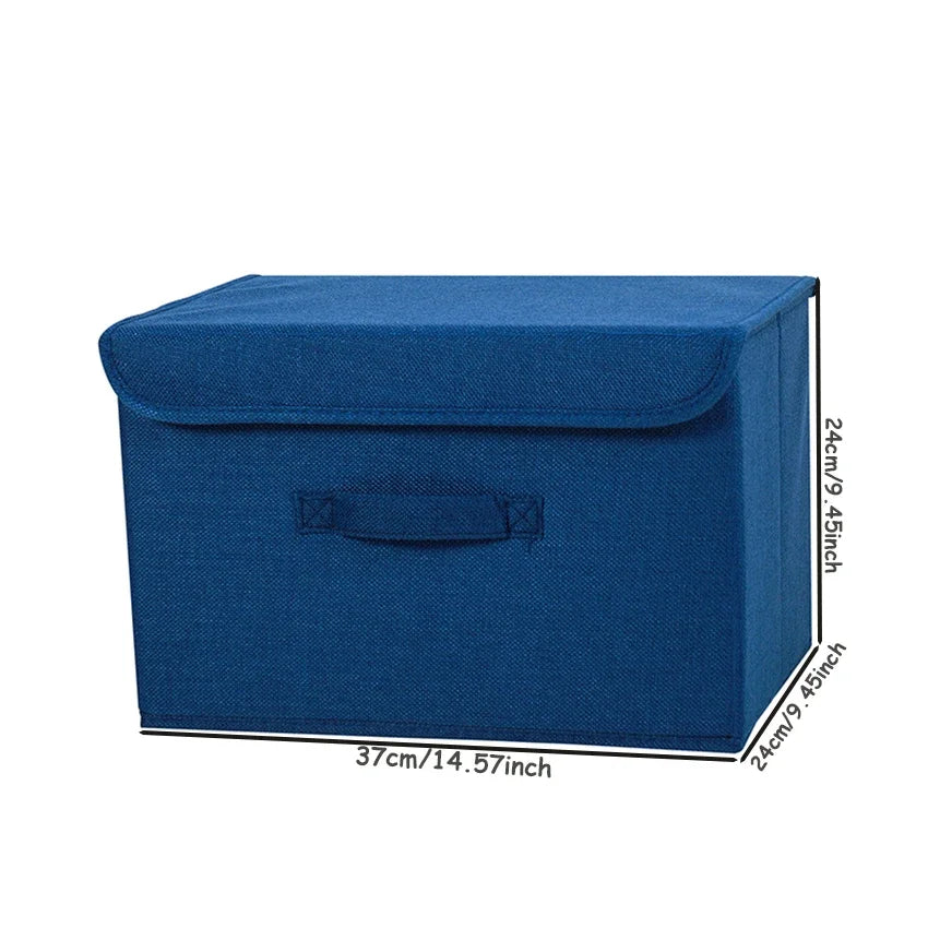 Foldable Cotton Linen Storage Basket with Lid