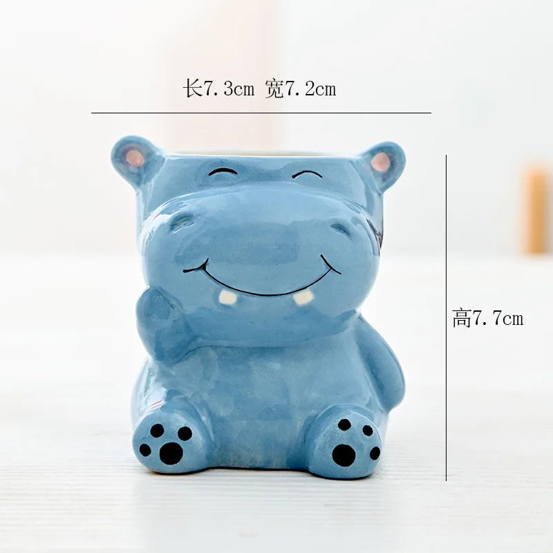 Cartoon Animal Ceramic Flower Pot – Cute Dog & Tiger Desktop Planter