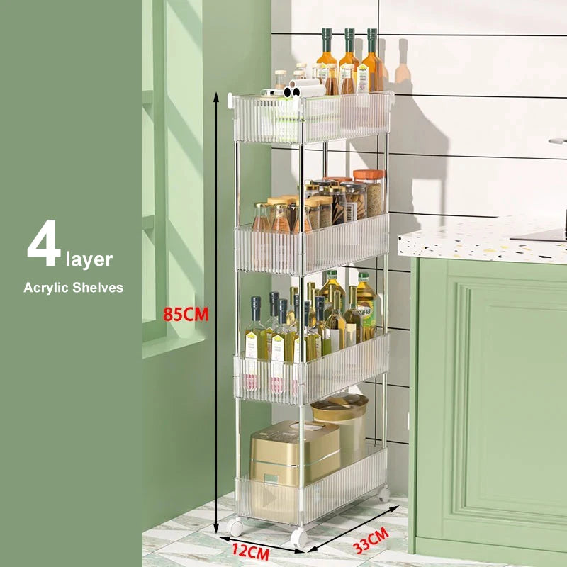 Acrylic Mobile Storage Trolley with Wheels — Slim, Multipurpose