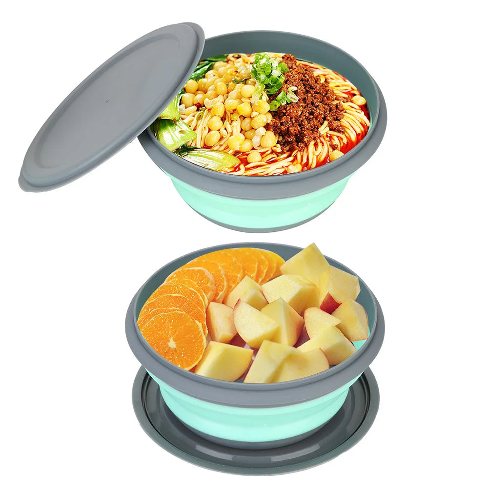 Silicone Foldable Lunch Box Bowl — Set of 3, Portable for Camping & Picnic