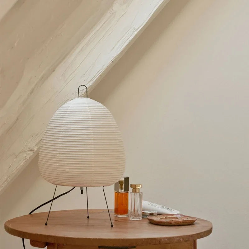 Handmade Rice Paper LED Table Lamp — Minimalist, Warm Glow