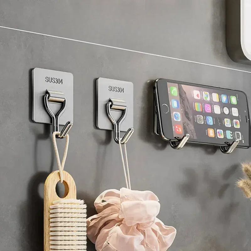 Self-Adhesive 304 Stainless Steel Wall Hook — Towel & Coat Hanger