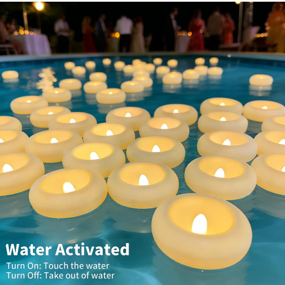Floating Flameless LED Tealights — Waterproof, Pack of 12 or 24