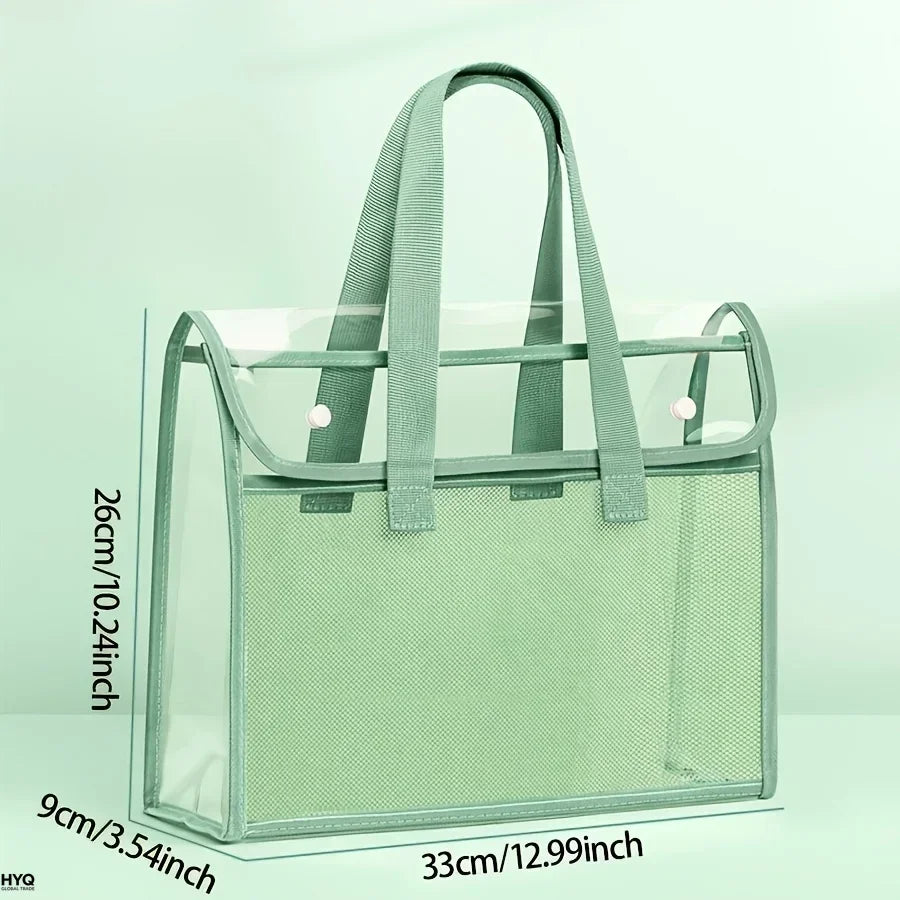 Transparent PVC Expandable File Storage Bag — Waterproof Handheld Folder