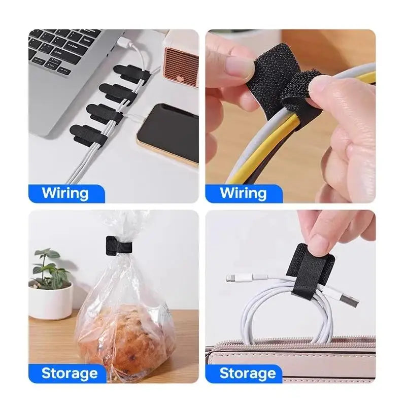 20pcs Reusable Nylon Cable Ties — Self-Adhesive Adjustable Cord Organizer