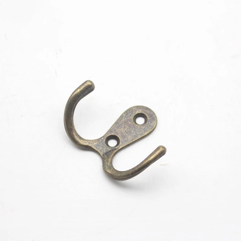 Retro Zinc Alloy Wall Hook — Single or Double Prong for Coats, Bags & Towels