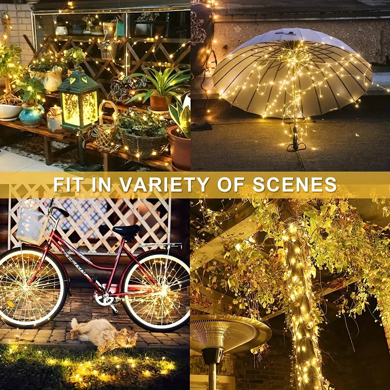 Solar Copper Wire Fairy Lights — 8 Modes, Waterproof, Indoor & Outdoor
