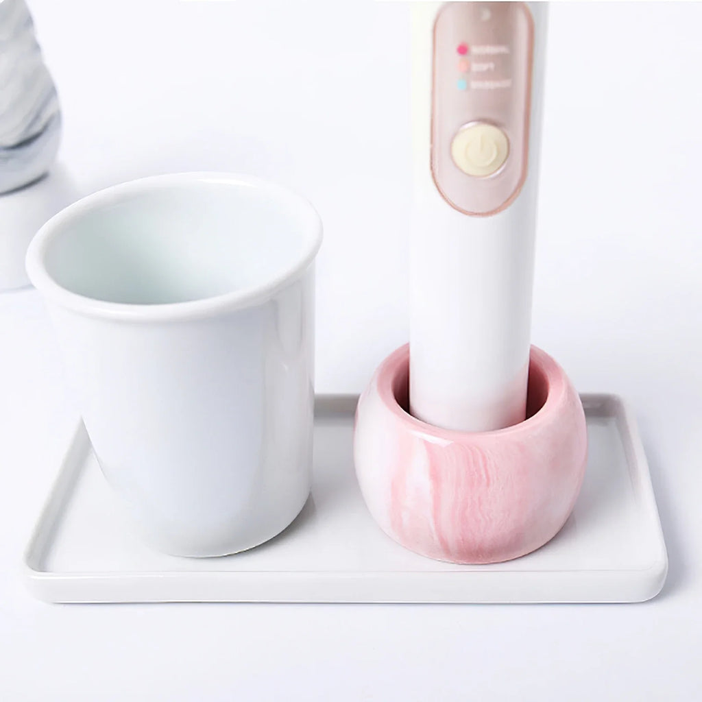 Ceramic Electric Toothbrush Holder — Nordic Marble & Solid, 6.4×3.8cm