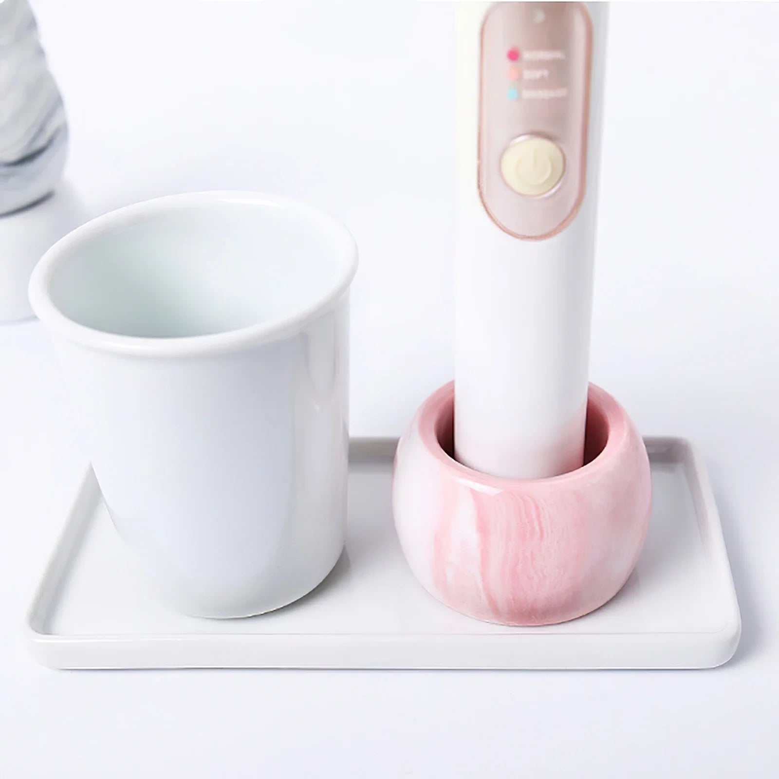 Ceramic Electric Toothbrush Holder — Nordic Marble & Solid, 6.4×3.8cm