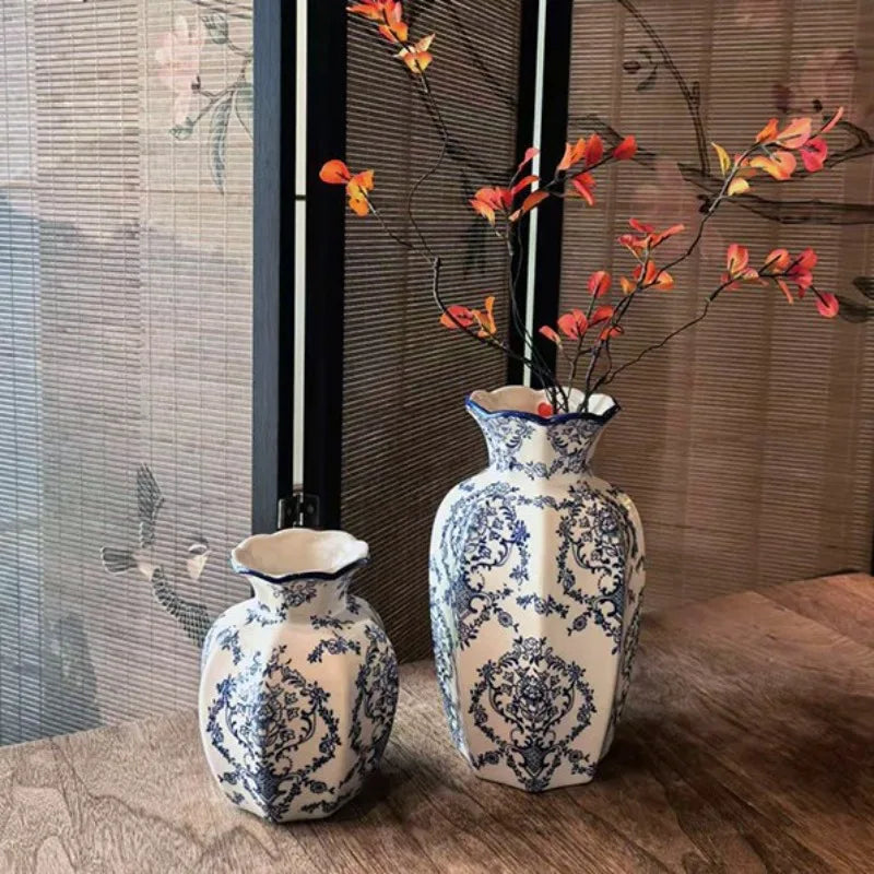 Hand-Painted Blue & White Porcelain Vase — Traditional Chinese Style