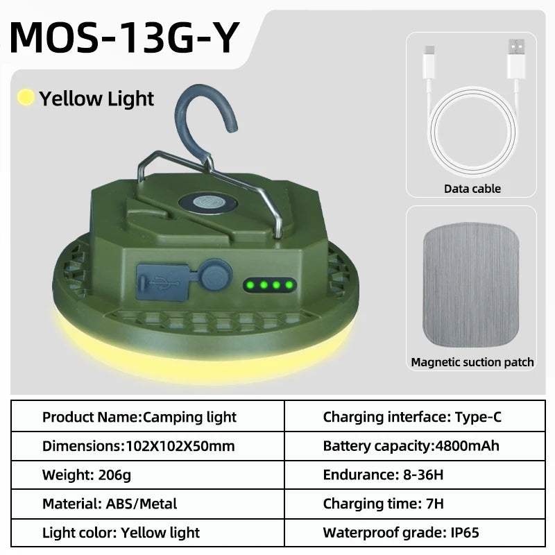 MOSLIGHTING Rechargeable LED Camping Lantern – Portable 15W/30W Emergency Light for Camping, Hiking & Outdoor Use