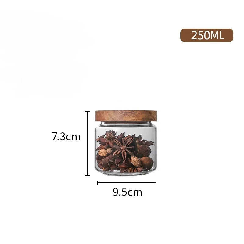 Glass Airtight Canister with Wooden Lid — Japanese Style, Kitchen & Pantry