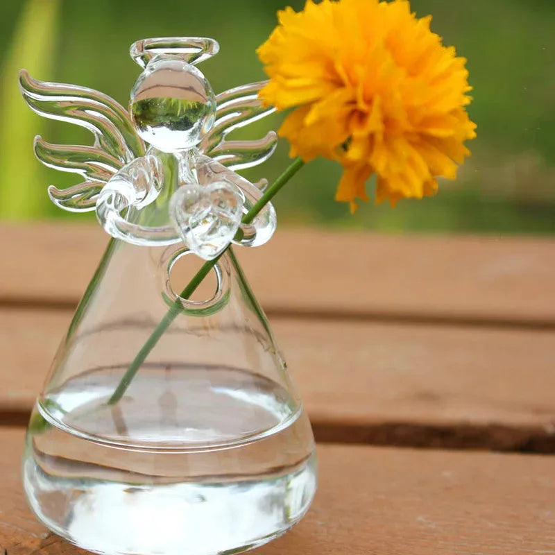 Angel Glass Hydroponic Vase — Decorative Flower Arrangement Vessel