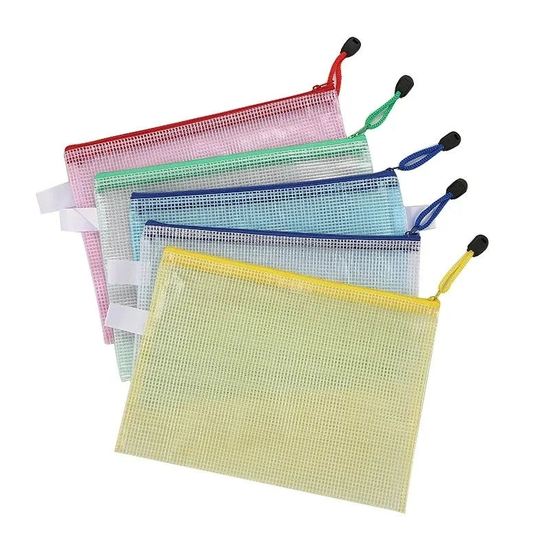 Mesh Zipper Document Pouch — A4, A5 & A6 File Folder with Zip