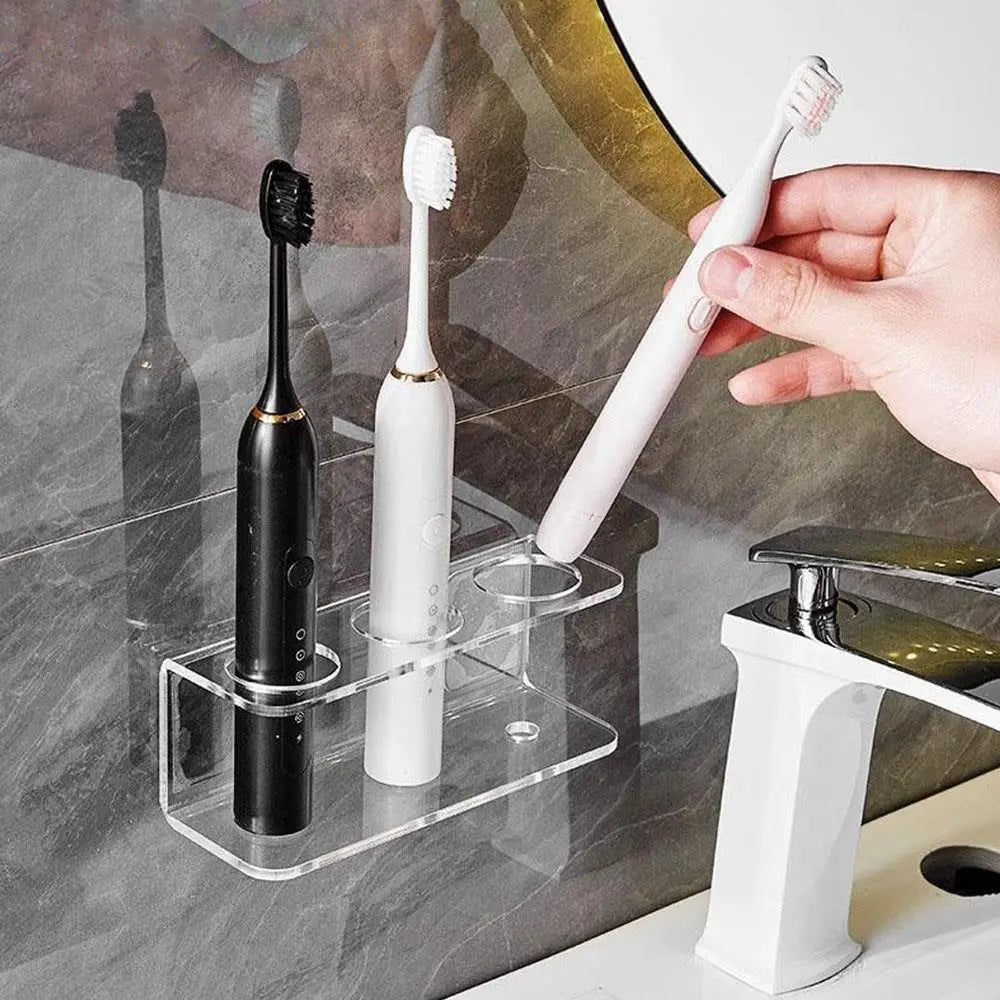 Acrylic Wall-Mount Toothbrush Holder — No-Drill, 2/3/4 Holes, Transparent