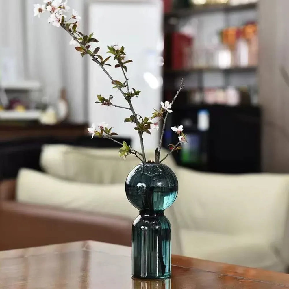 Nordic Striped Colourful Glass Vase — Hydroponic Tabletop Decoration