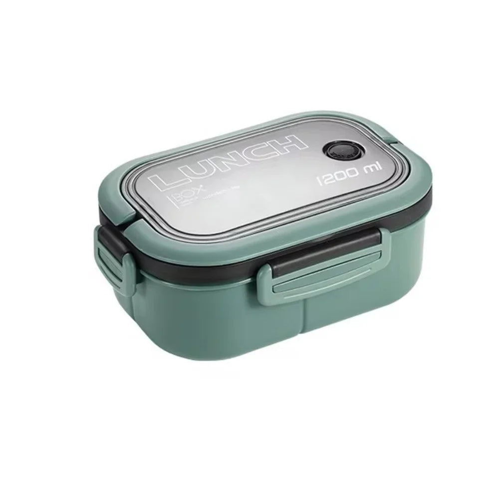 2-Layer Bento Lunch Box with Spoon & Fork — Leakproof, Portable