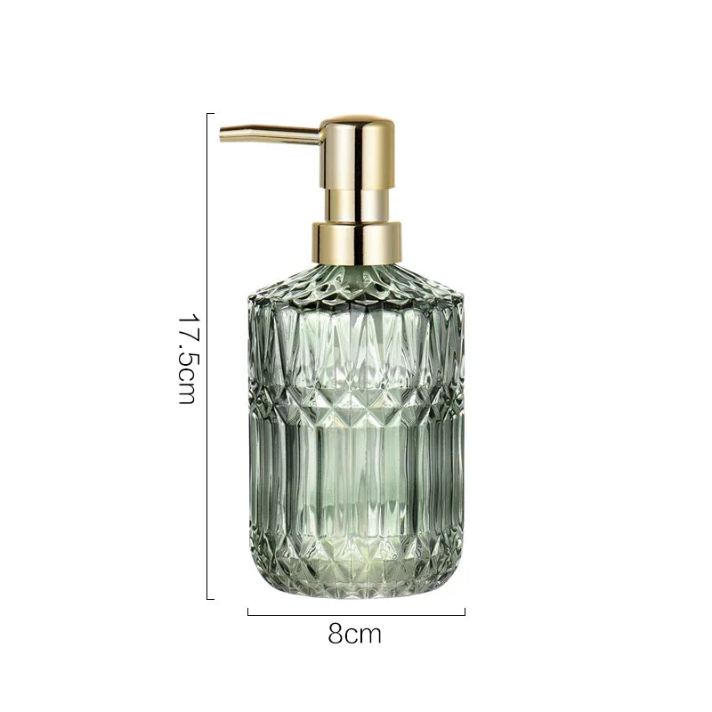400ml Clear Glass Soap Dispenser — Manual Press Hand Sanitizer Bottle