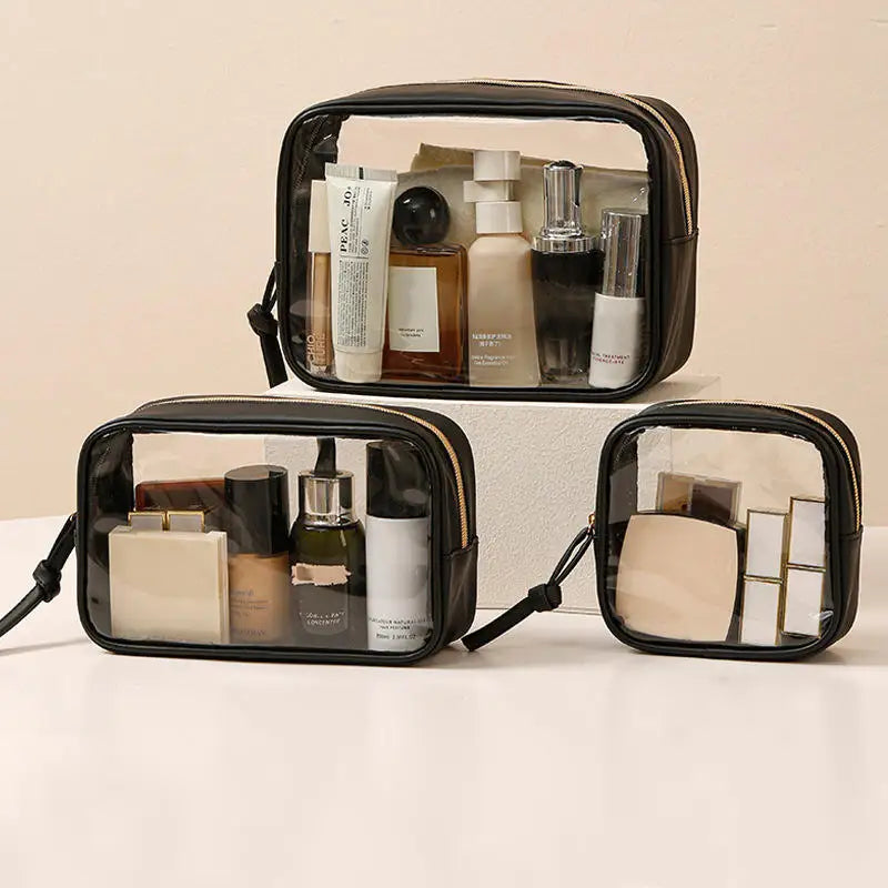 Large Capacity Transparent PVC Makeup Bag — Waterproof Travel Cosmetics Organizer