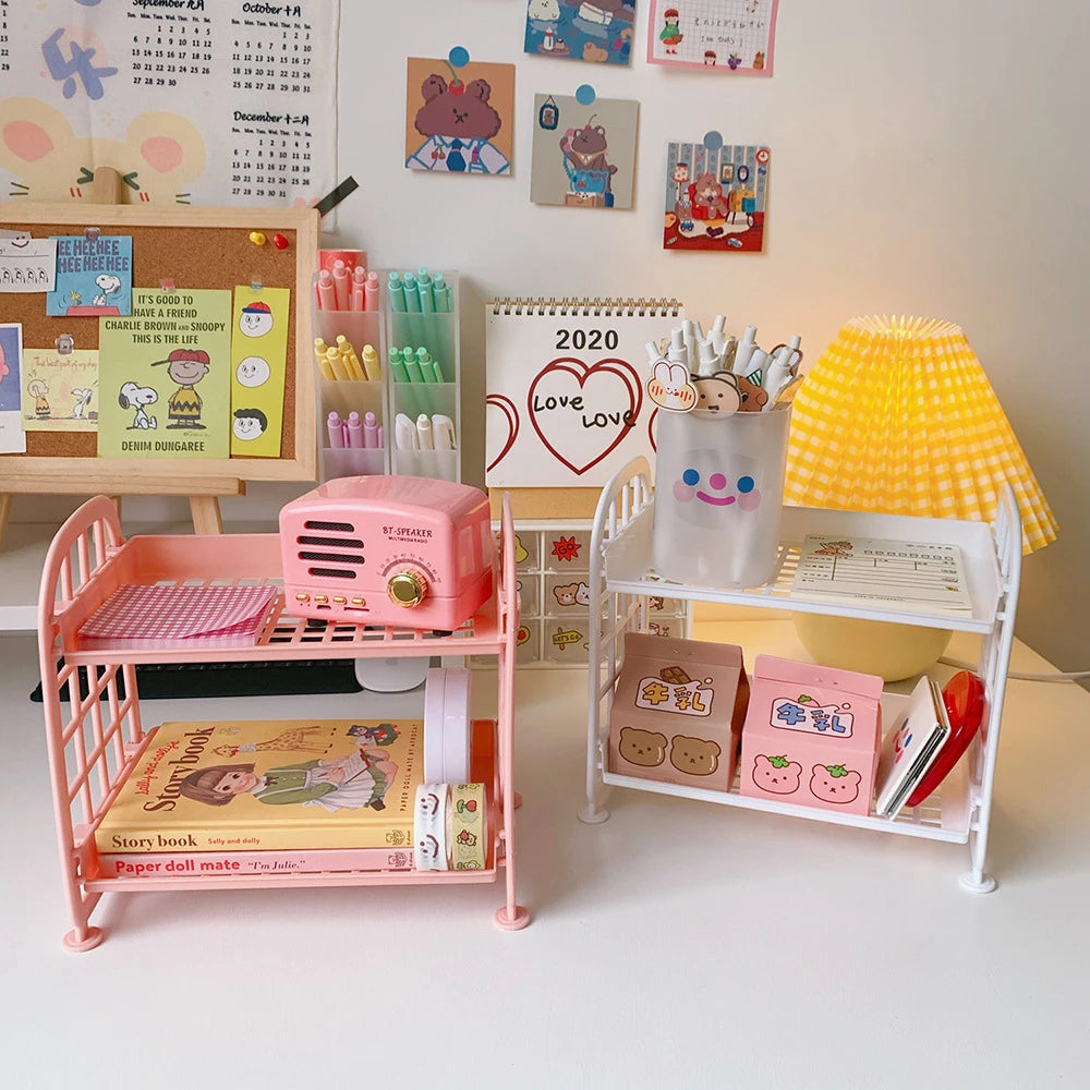 Multi-Functional Plastic Desktop Storage Rack — 21 × 19.8 × 13.7 cm