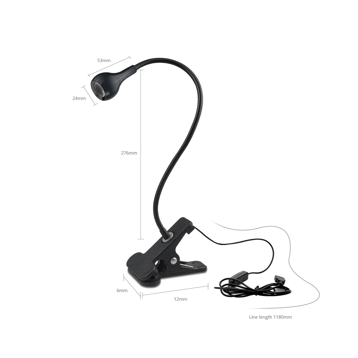 Flexible USB Clip Desk Lamp — Gooseneck, Warm or Cool White, Black or Silver