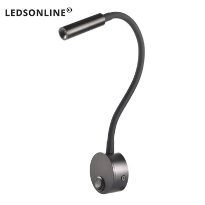 3W LED Reading Wall Lamp — Flexible, Plug-In, Black, Silver or White