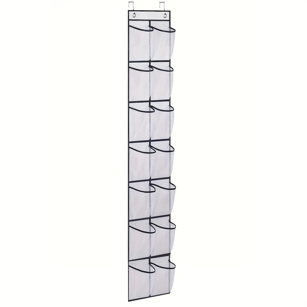 Over-Door Mesh Shoe Organizer — 14, 24 or 40 Grid Pockets, Foldable