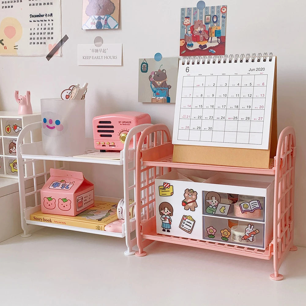 Multi-Functional Plastic Desktop Storage Rack — 21 × 19.8 × 13.7 cm