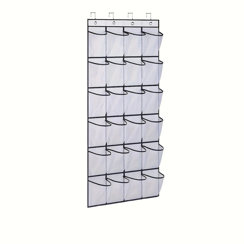 Over-Door Mesh Shoe Organizer — 14, 24 or 40 Grid Pockets, Foldable
