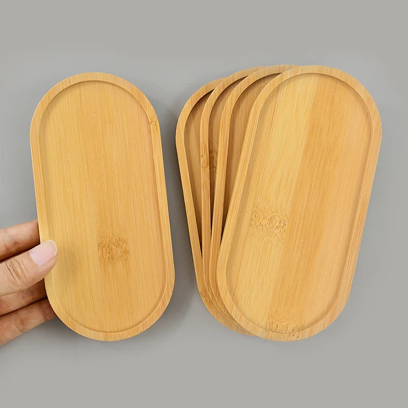Bamboo Wood Saucer Tray — Multi-Use Plate for Plants, Candles & Cups