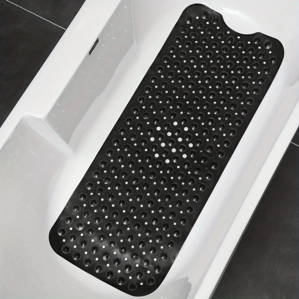 PVC Non-Slip Shower Mat with Suction Cups & Drain Holes — Machine Washable
