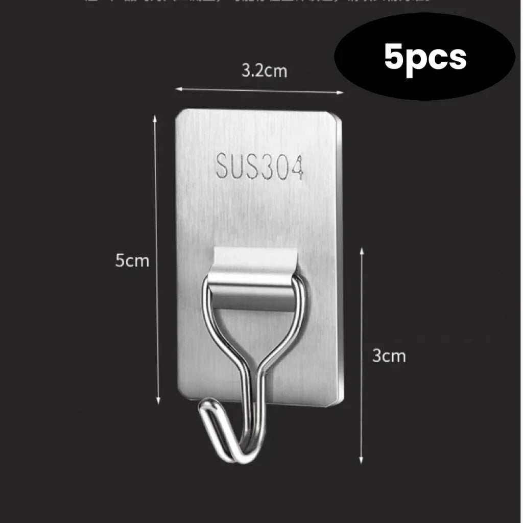 Self-Adhesive 304 Stainless Steel Wall Hook — Towel & Coat Hanger