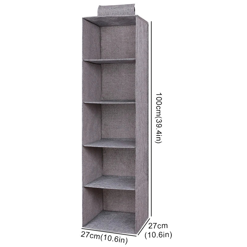 Foldable Non-Woven Hanging Storage Bag — 1 to 5 Layers, Closet Clothes Organizer