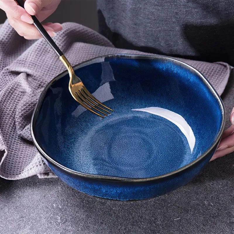 PEISI Bone China Bowl – Handmade Japanese Style Gradient Blue, 3 Sizes