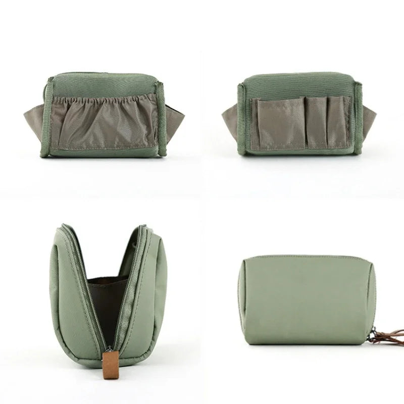 Korean-Style Nylon Cosmetic Bag — Waterproof Solid Colour Makeup Pouch