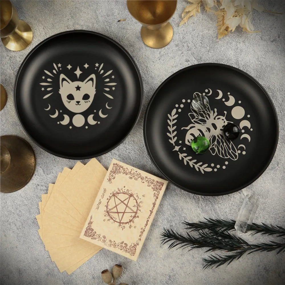 Black Stainless Steel Decorative Tray — Jewellery Dish & Altar Plate
