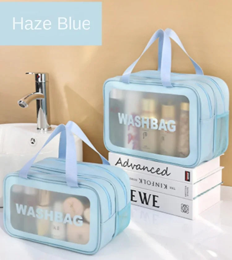 Dry-Wet Separation Toiletry Bag — Double-Layer PU Travel Cosmetic Pouch