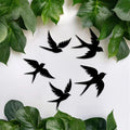 Black Swallow Wooden Wall Decor — Set of 5 Silhouette Signs