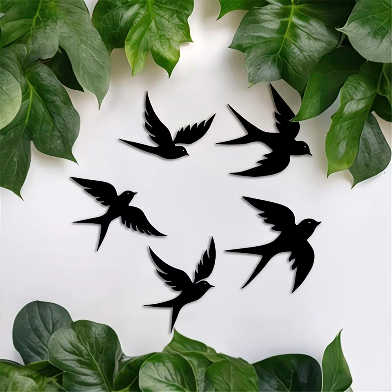 Black Swallow Wooden Wall Decor — Set of 5 Silhouette Signs
