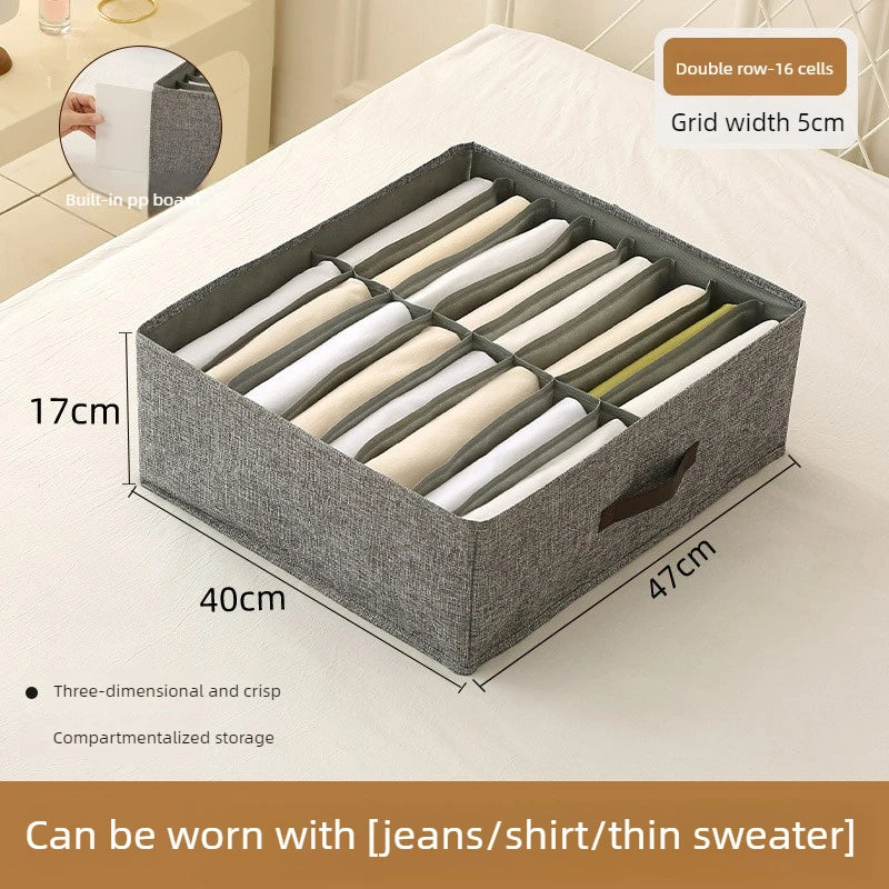 Foldable Clothing Storage Box with Double Compartments for Home And Dorm Drawer Organization